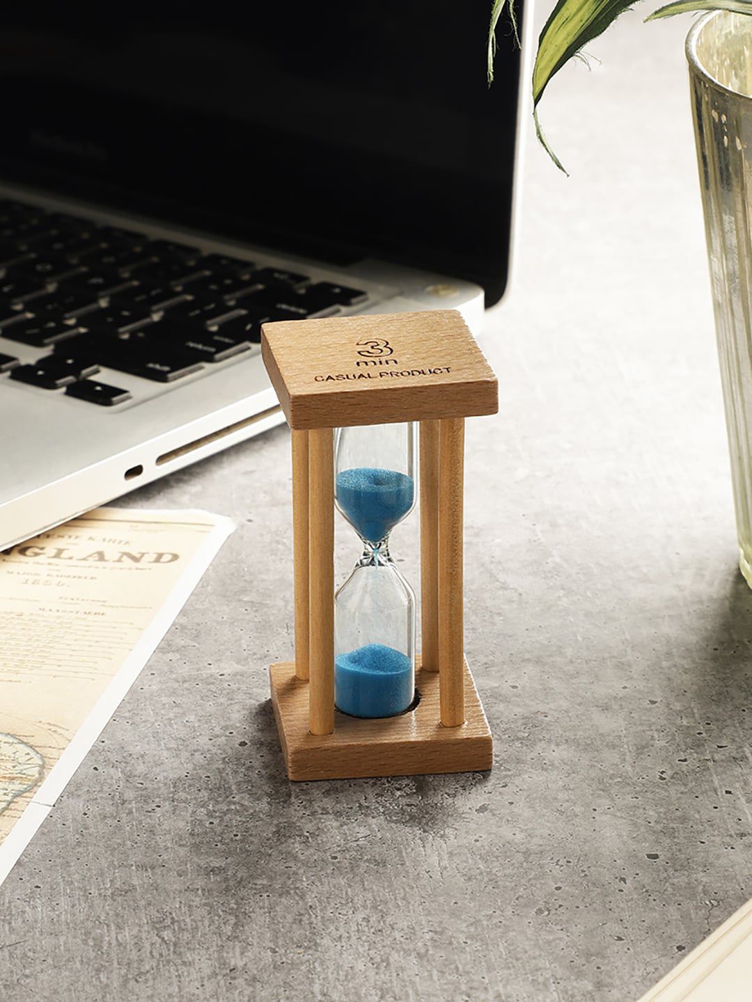 EXIM DECOR Blue Solid Four Pillar 3 Minutes Sand Timer Showpiece Price in India