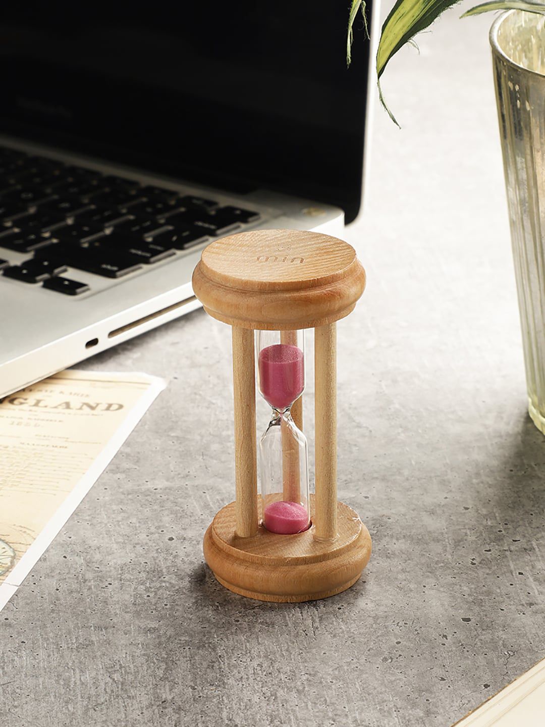 EXIM DECOR Pink Three Pillar Sand Timer Curio Showpiece Price in India