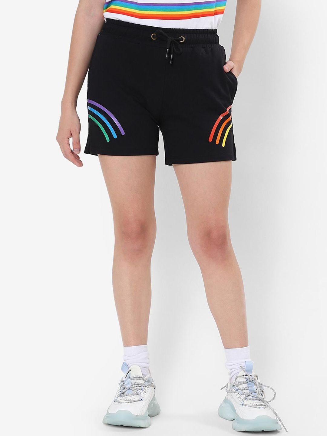 Bewakoof Women Black Sports Shorts Price in India