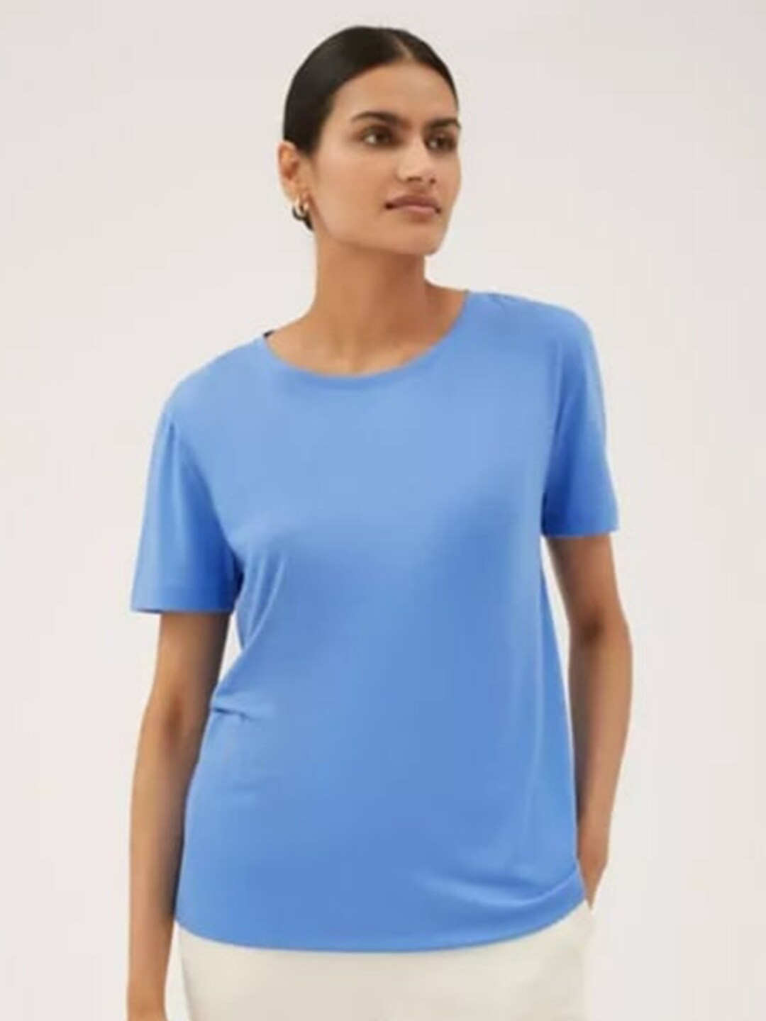 Marks & Spencer Women Blue T-shirt Price in India