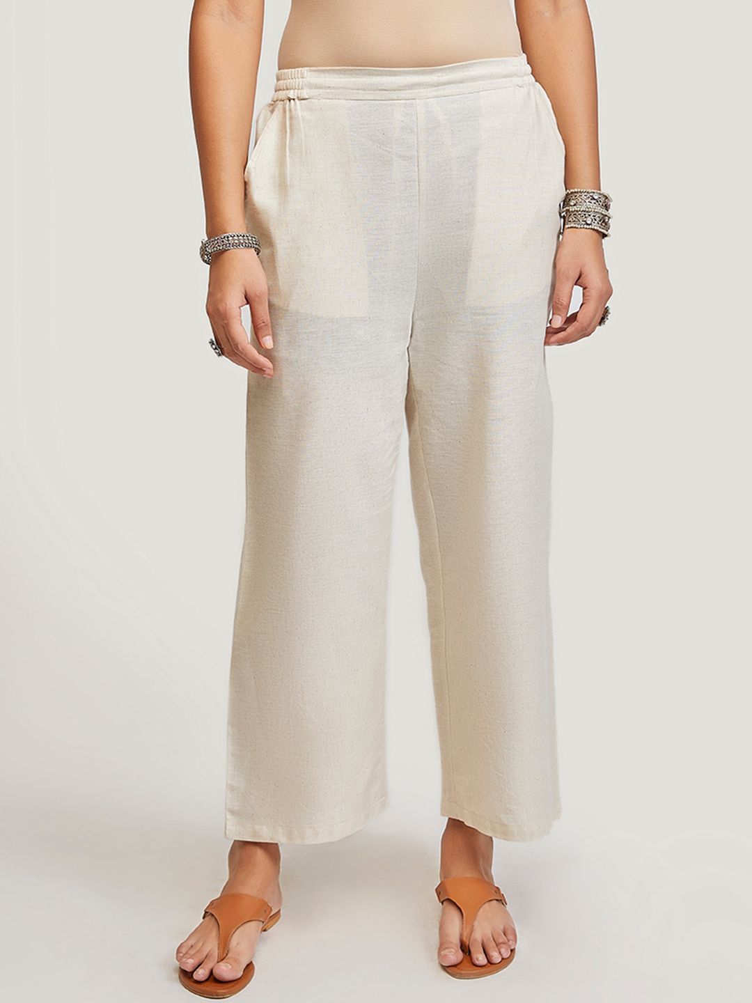 EK BY EKTA KAPOOR Women White Trousers Price in India