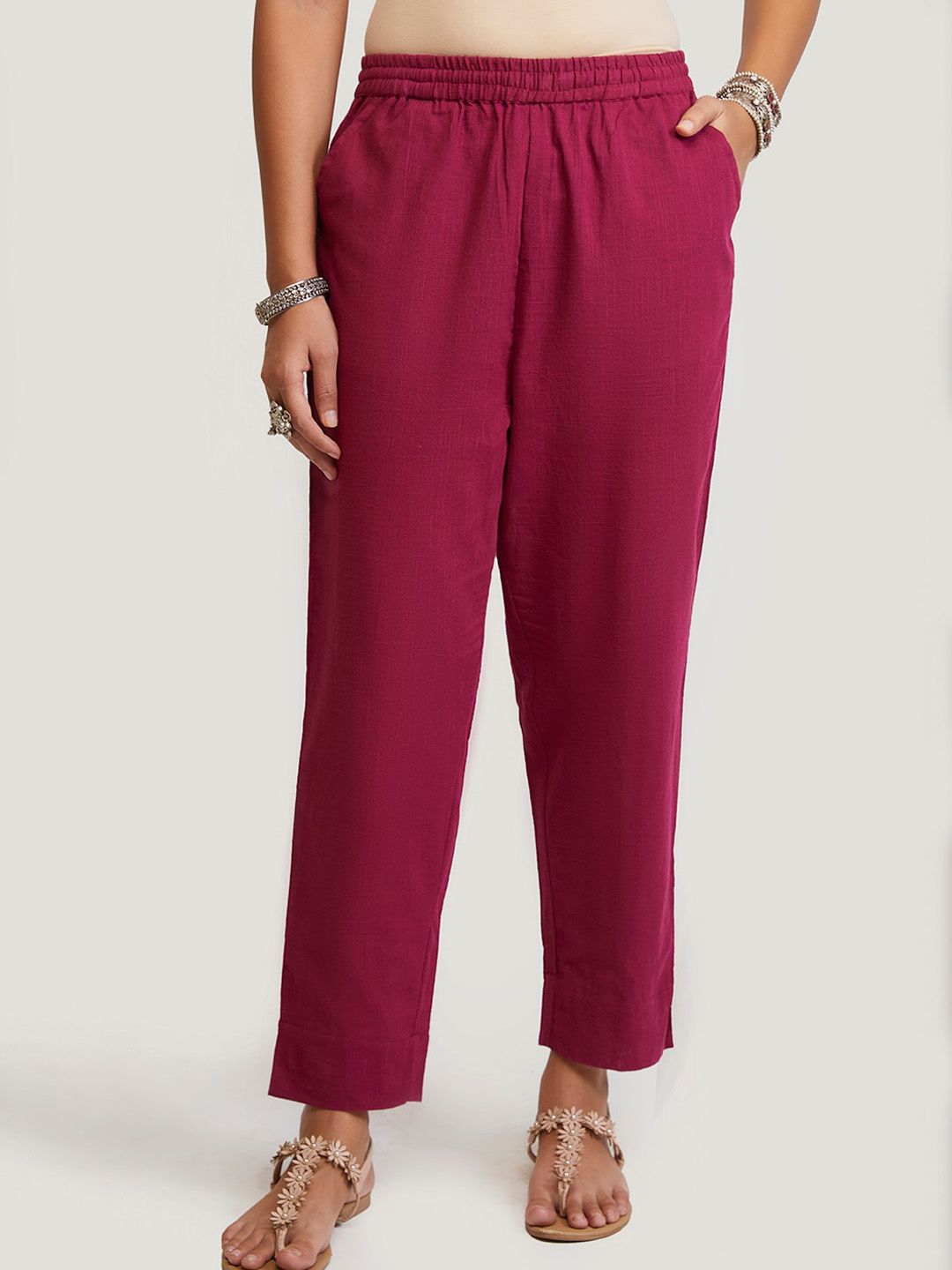 EK BY EKTA KAPOOR Women Maroon Trousers Price in India