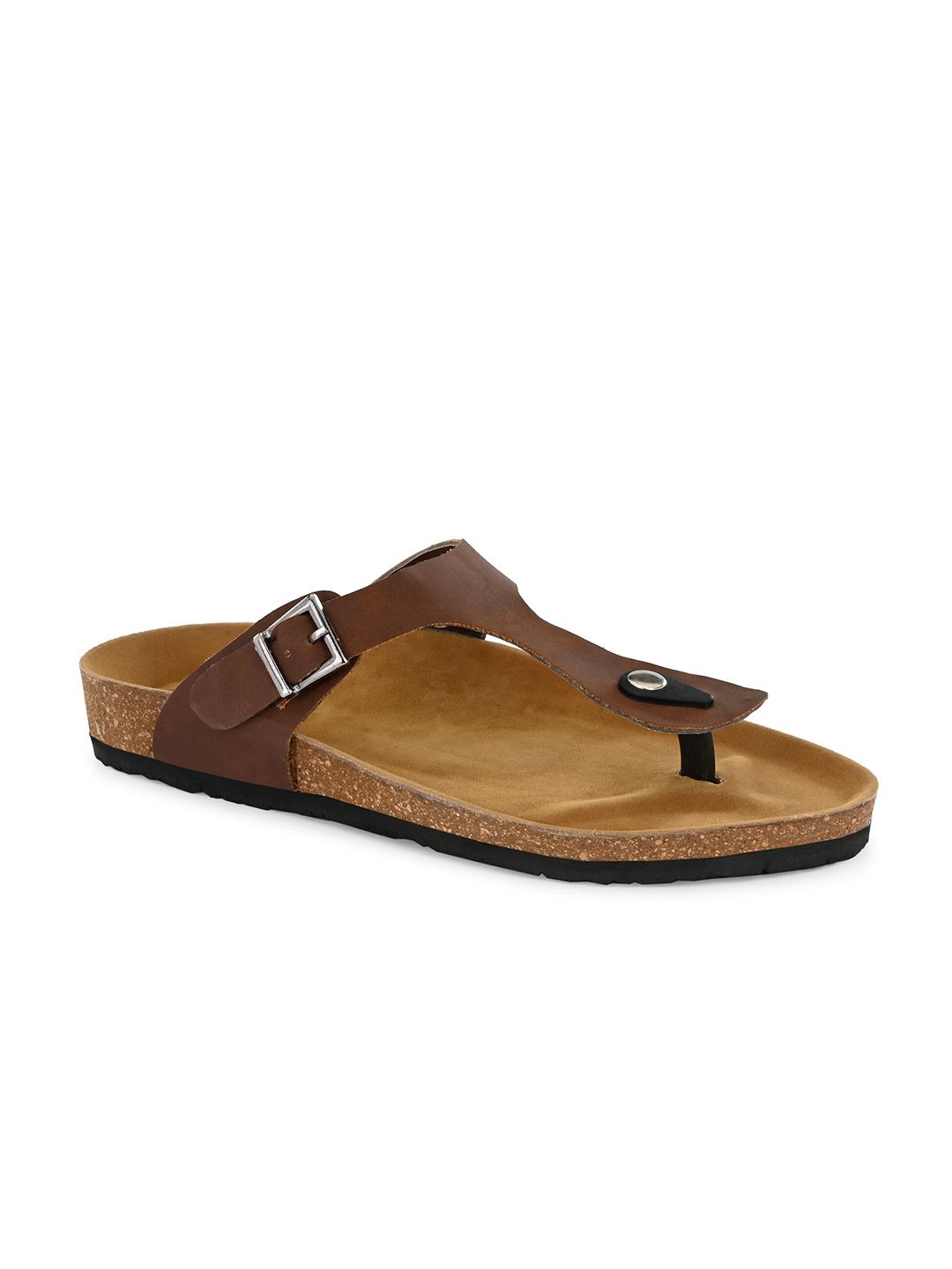 SHENCES Men Brown & Tan Original Cork Sole Sandals