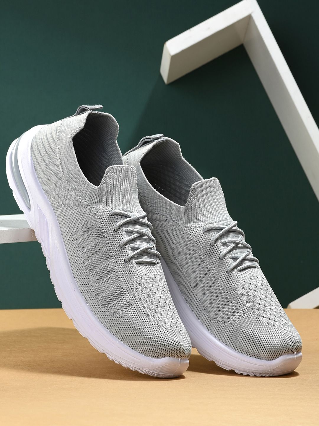 HERE&NOW Women Grey Textured Mesh Sneakers Price in India