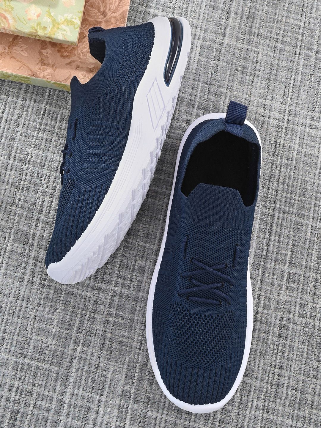 HERE&NOW Women Blue Textured Slip-On Sneakers Price in India