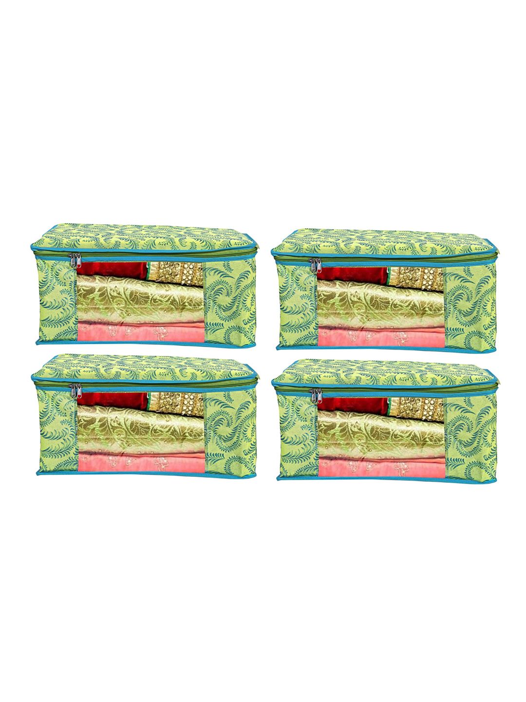 Home Fresh Set Of 4 Green Printed Saree Organisers Price in India