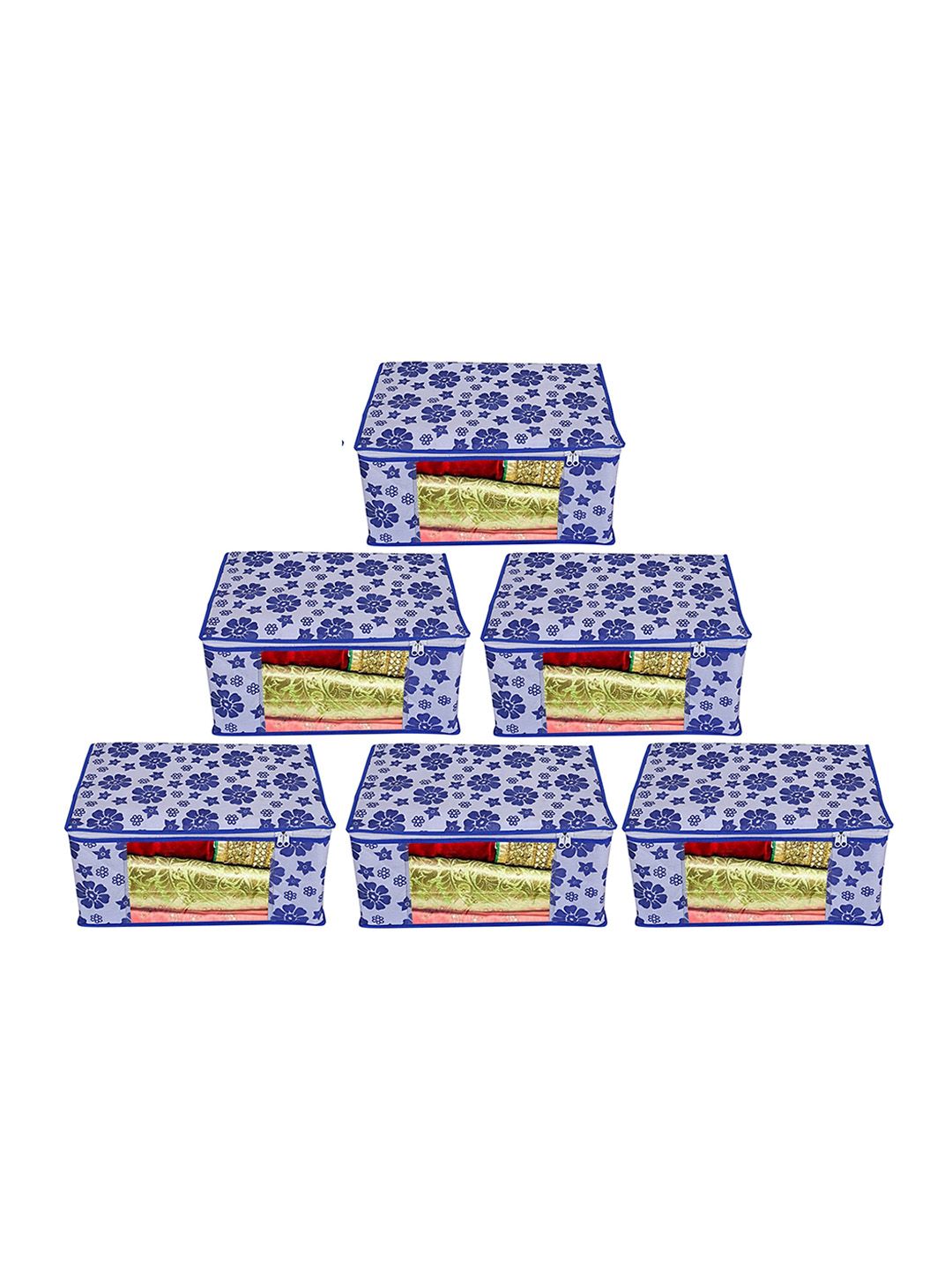 Home Fresh Set of 6 Blue Printed Saree Covers Price in India