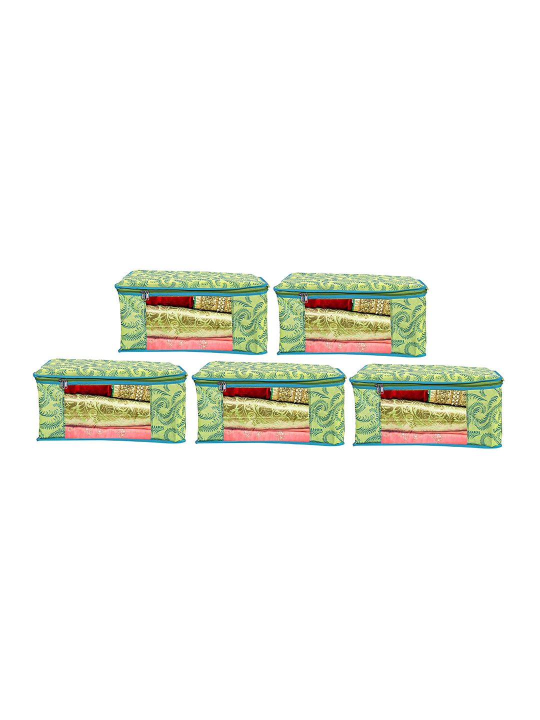 Home Fresh Set Of 5 Green Printed Saree Organisers Price in India