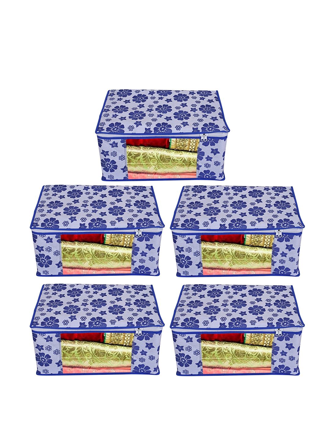 Home Fresh Pack Of 5 Blue Printed Saree Organisers Price in India