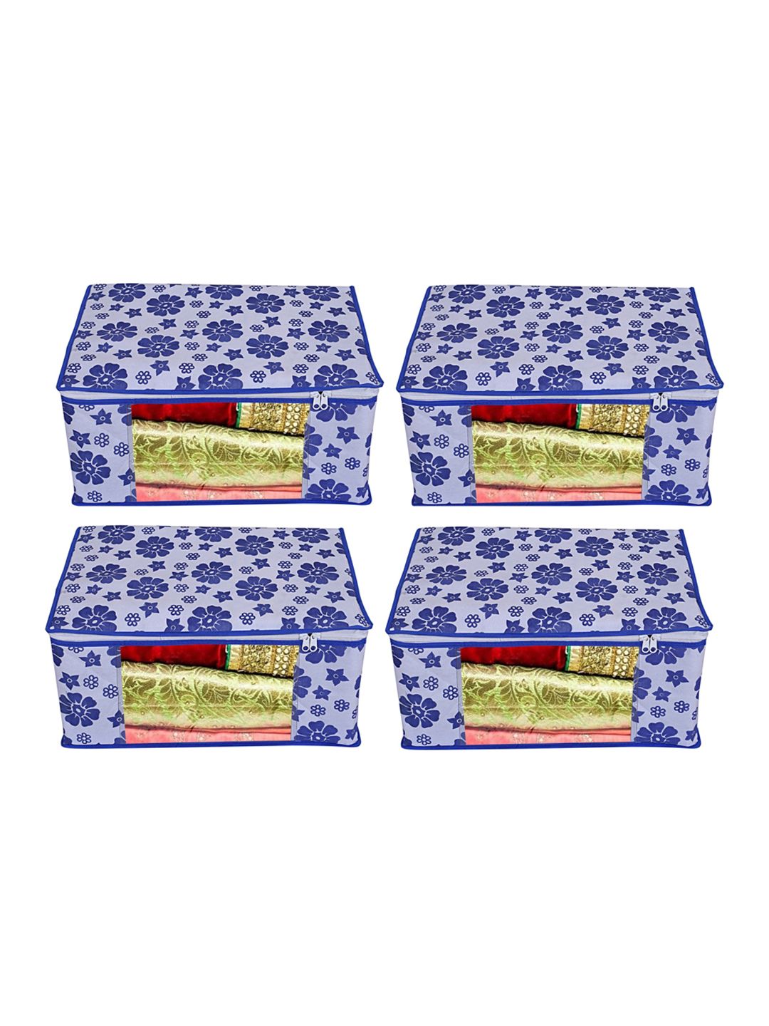 Home Fresh Pack Of 4 Blue Printed Saree Organisers Price in India