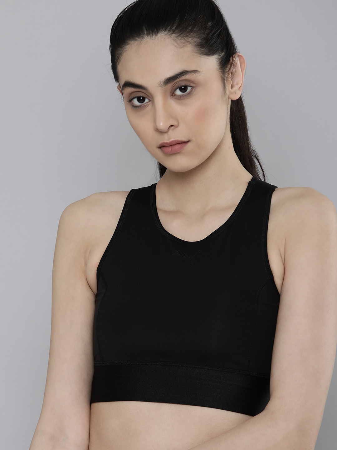 Puma Black Solid Round Neck dryCELL Day in Motion Racerback Crop Top Price in India
