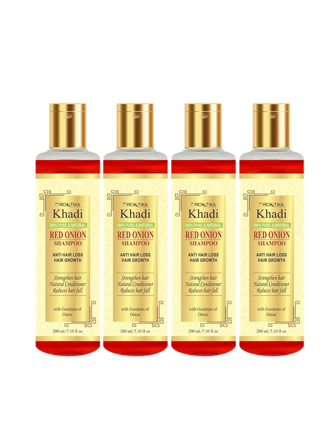 DRONTIKA Set Of 4 Red Onion Paraben Free Anti-Dandruff Shampoo 200 ml