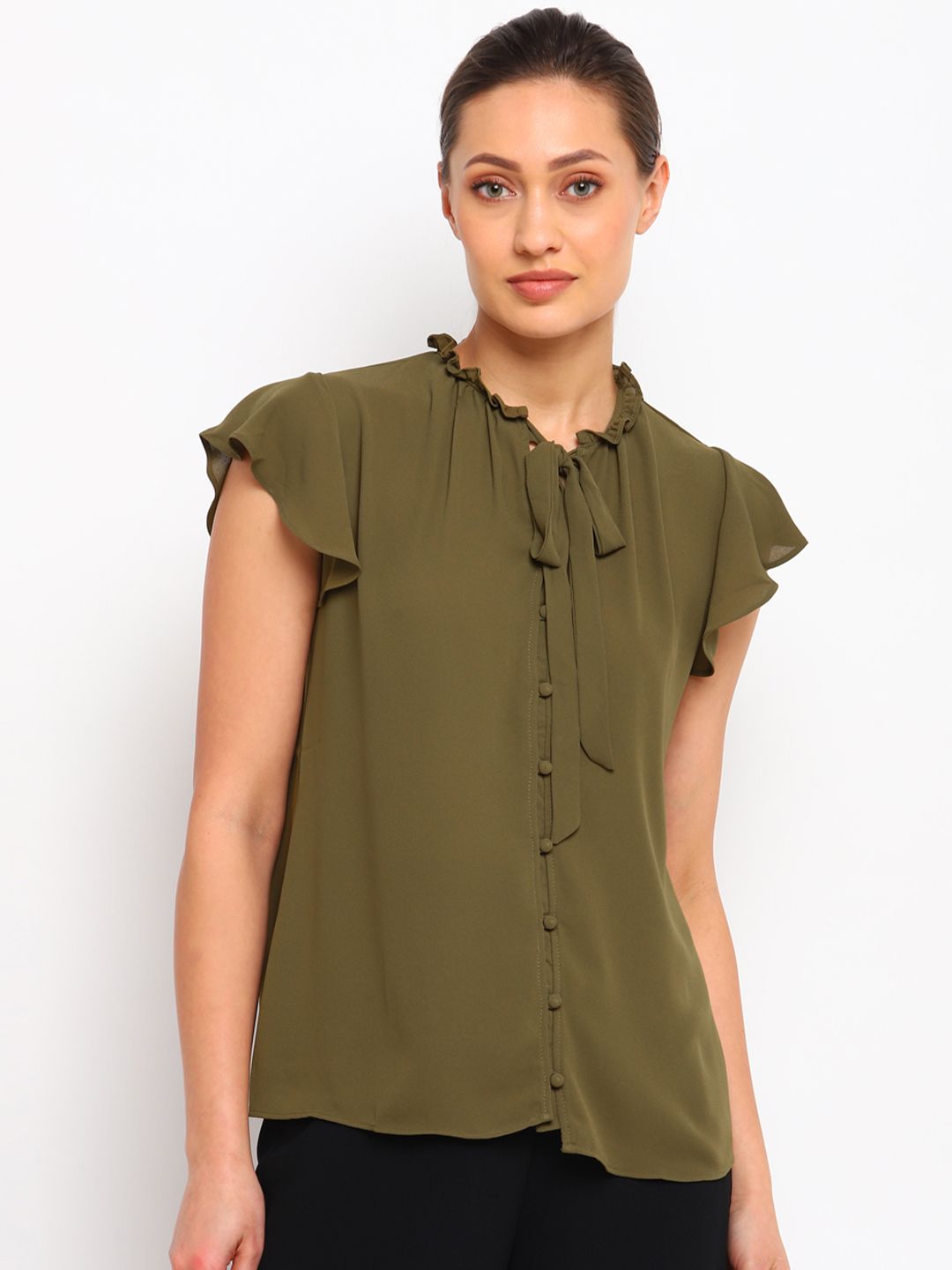 COVER STORY Woman Olive Green Top Price in India