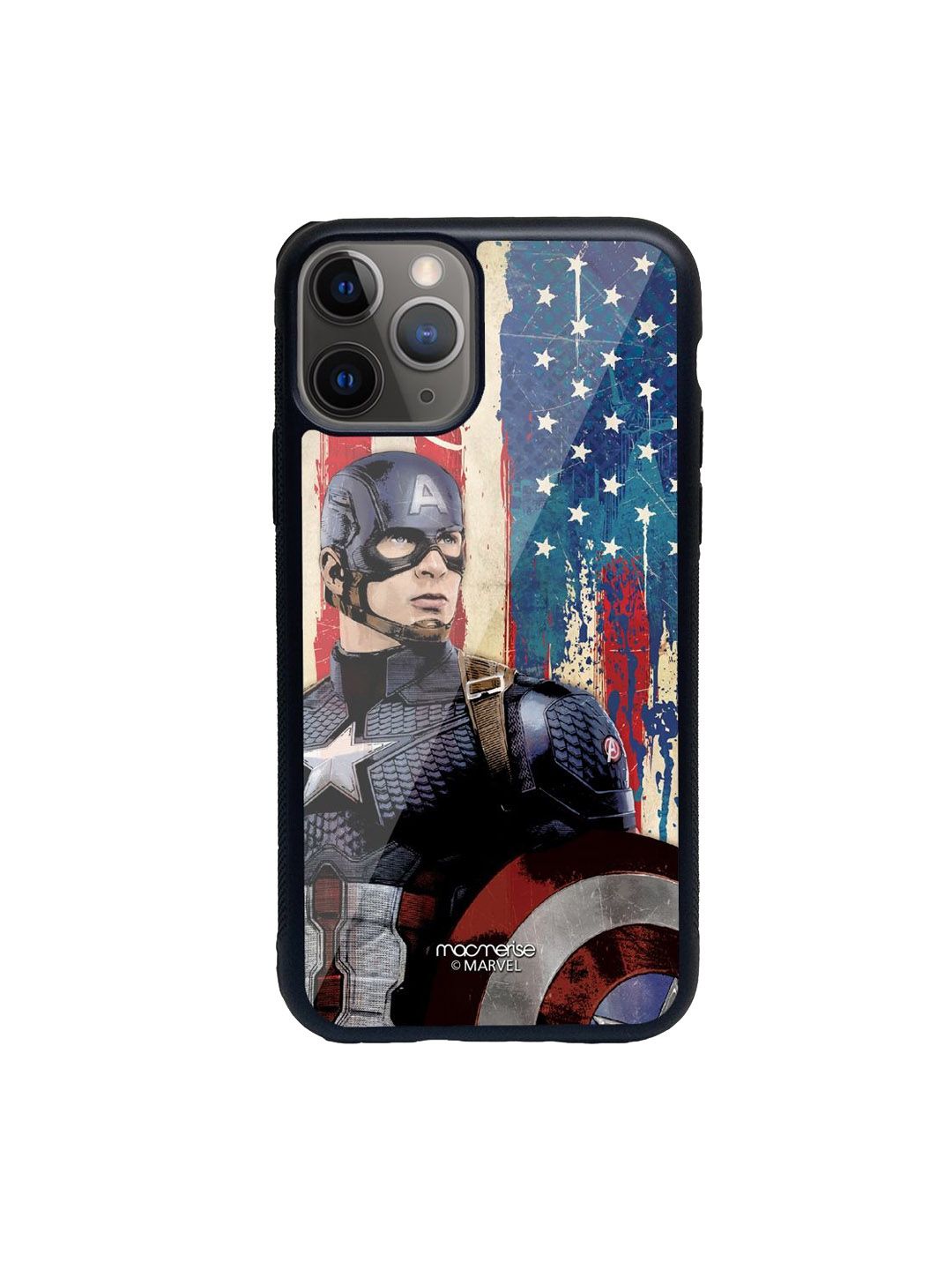 Macmerise Black Captain America Printed  iPhone 11 Pro Back Case Price in India