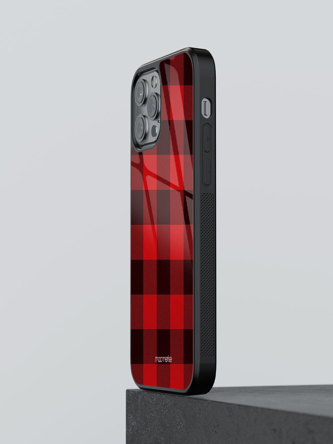Macmerise Red & Black Printed Checkmate iPhone 12 Pro Back Case Price in India