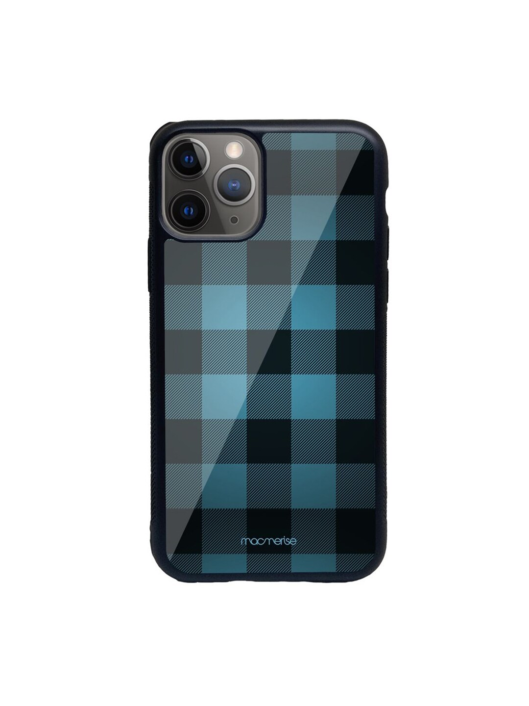 macmerise Blue & Black Printed Checkmate Glass Iphone 11 Pro Max Phone Case Price in India