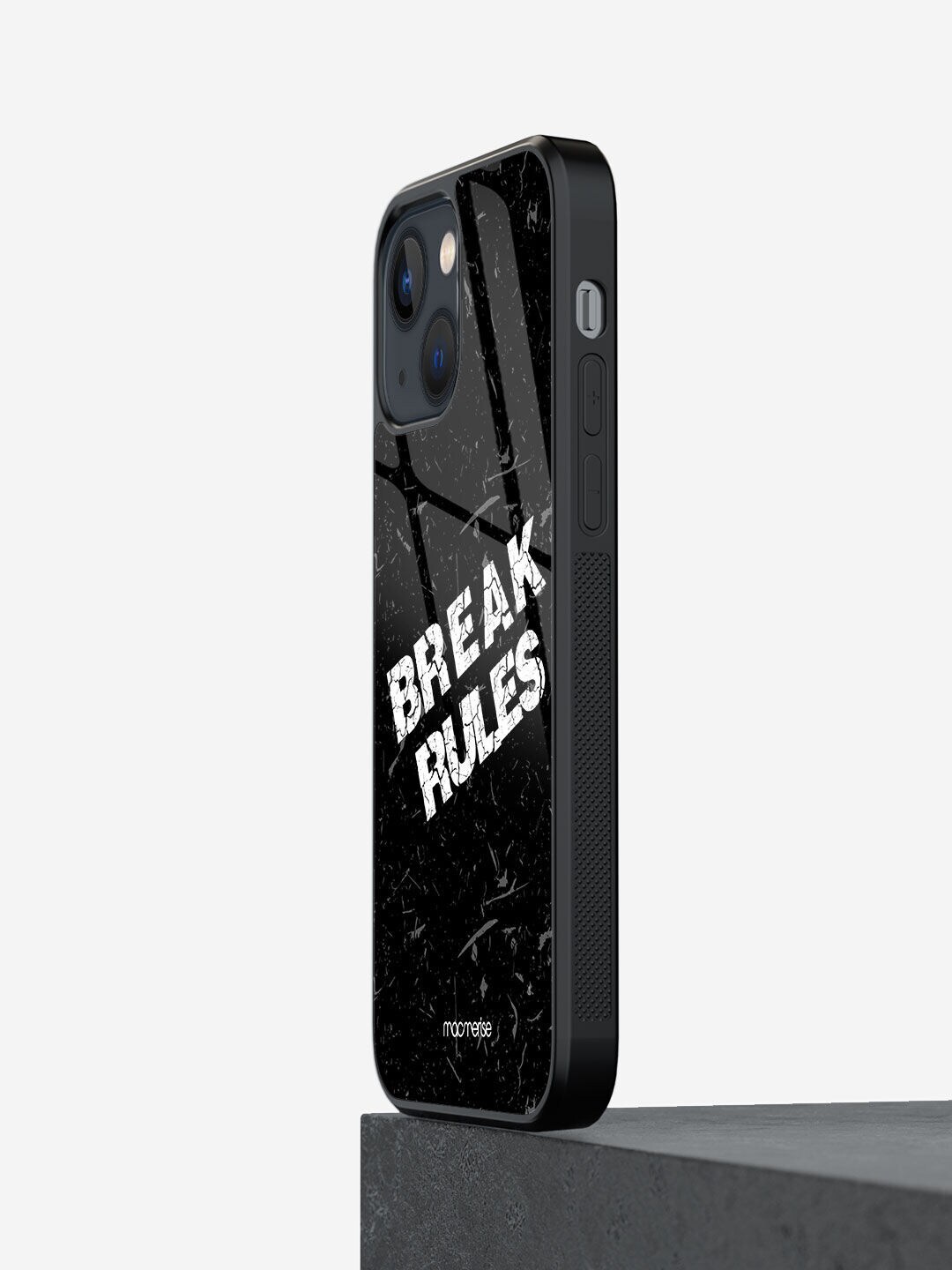 macmerise Black Printed Glass iPhone 13 Mini Back Case Price in India