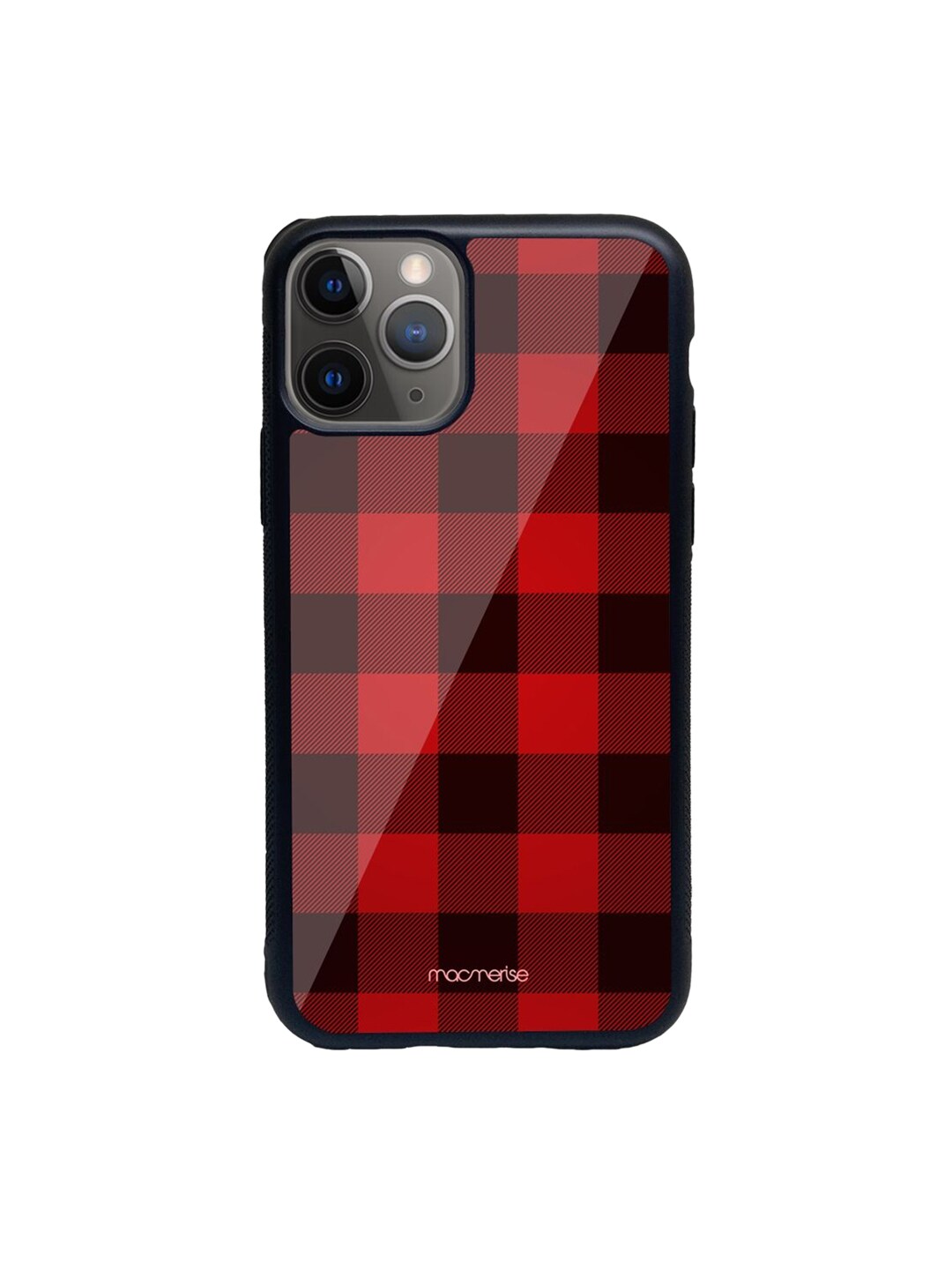 macmerise Red & Black Printed Checkmate Glass Iphone 11 Pro Phone Case Price in India