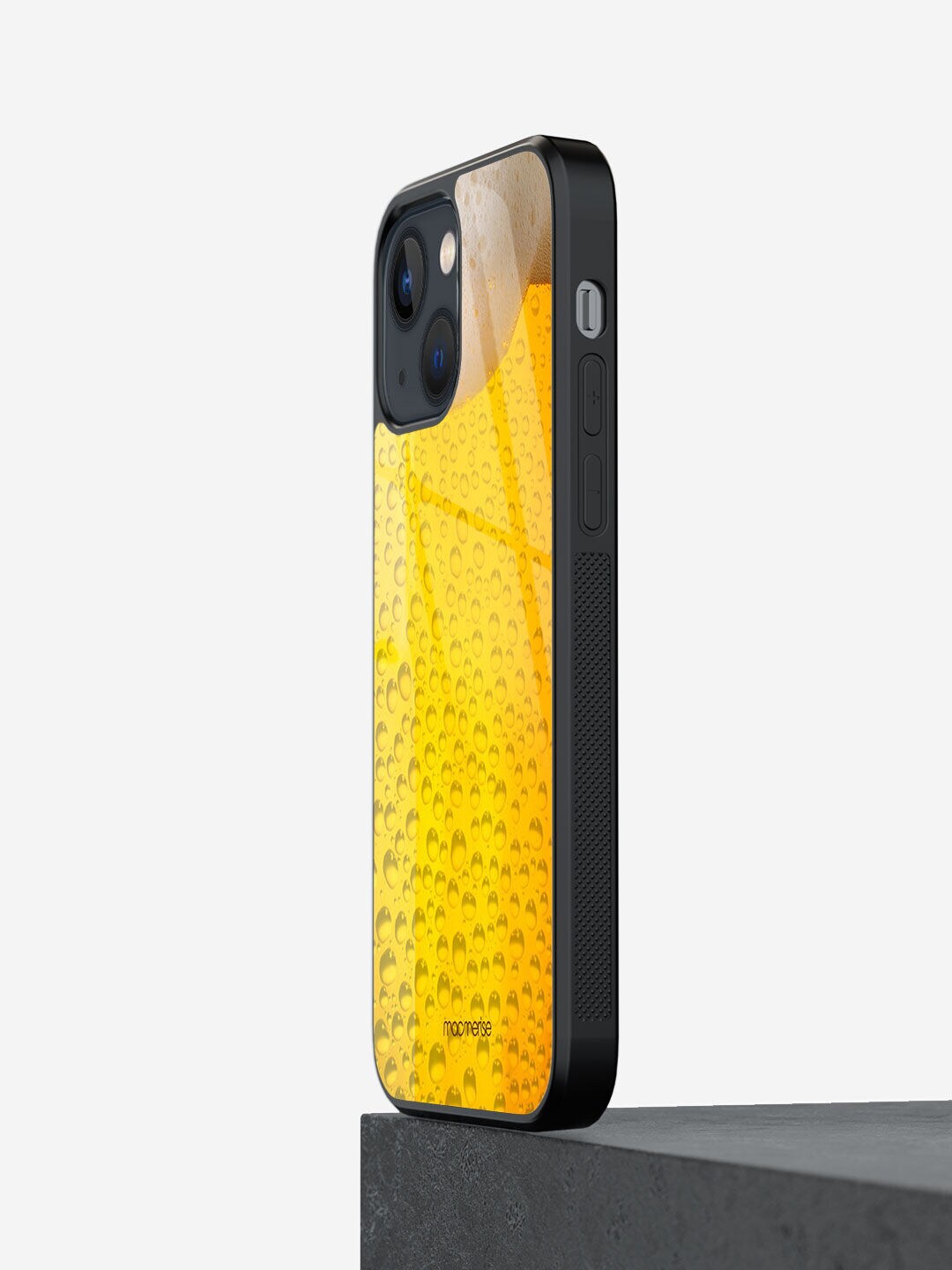 macmerise Yellow Printed Chug It Glass Iphone 13 Mini Phone Case Price in India