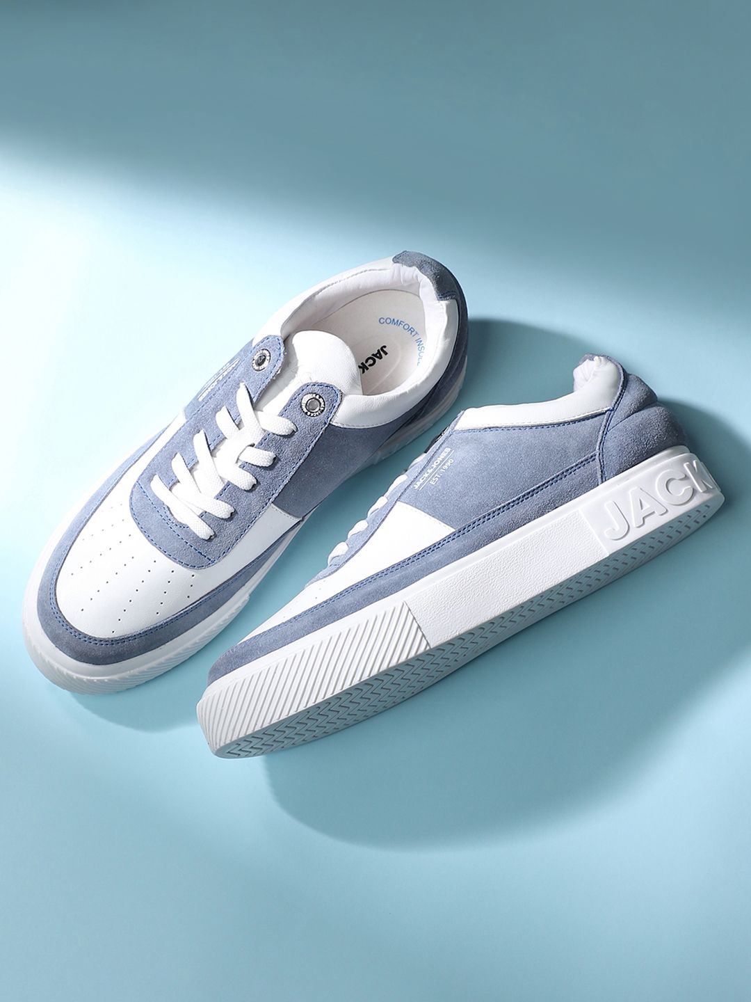 jack & jones colourblocked white sneakers