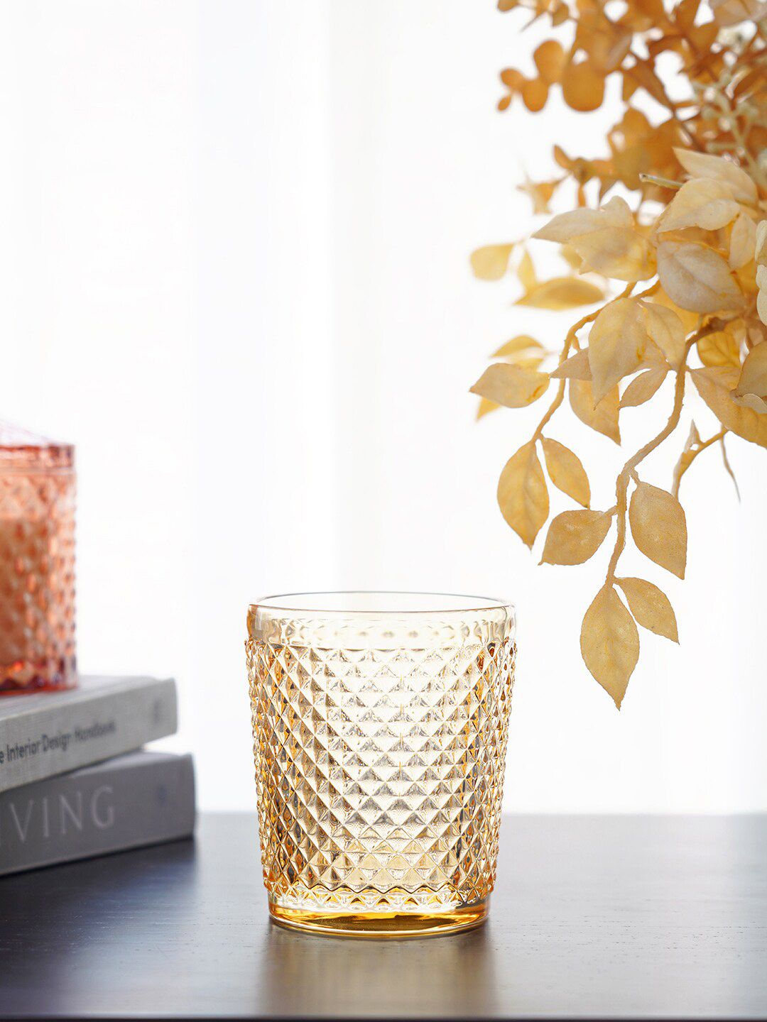Pure Home and Living Set Of 6 Gold Textured Glasses Price in India