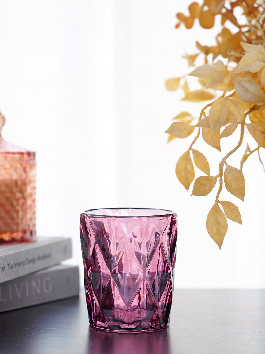 Pure Home and Living Set Of 6 Purple Textured Prism Tumbler Price in India