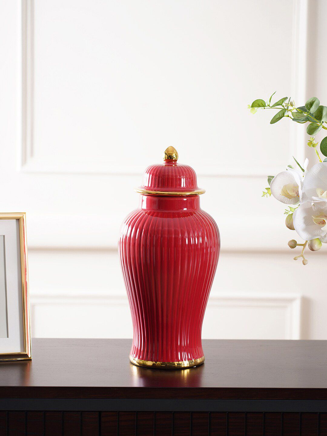 Pure Home and Living Red Velvety Small Urn Price in India