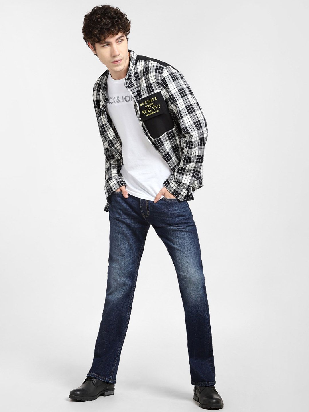 Navy Blue Bootcut Low-Rise Light Fade Jeans