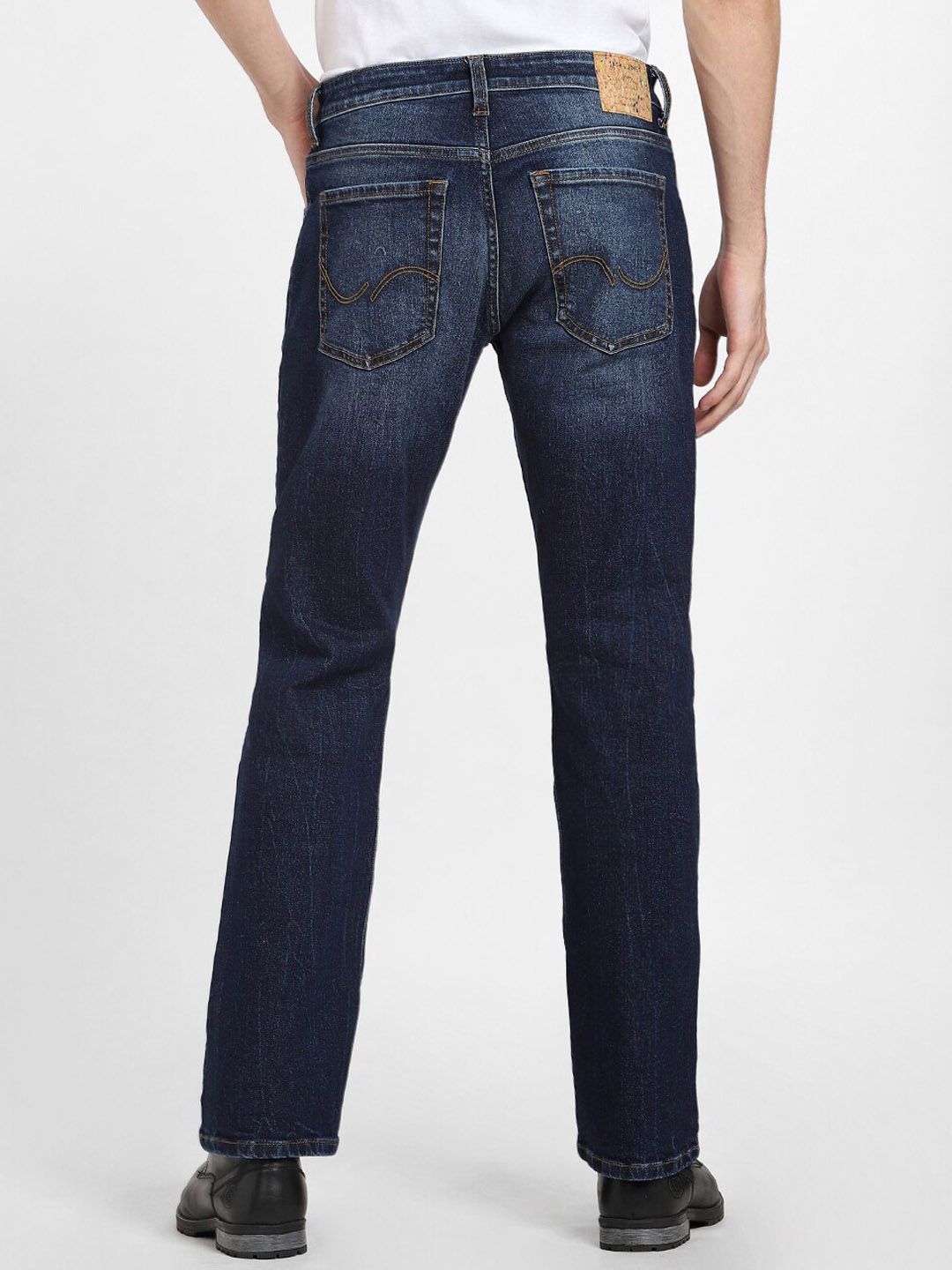 Navy Blue Bootcut Low-Rise Light Fade Jeans