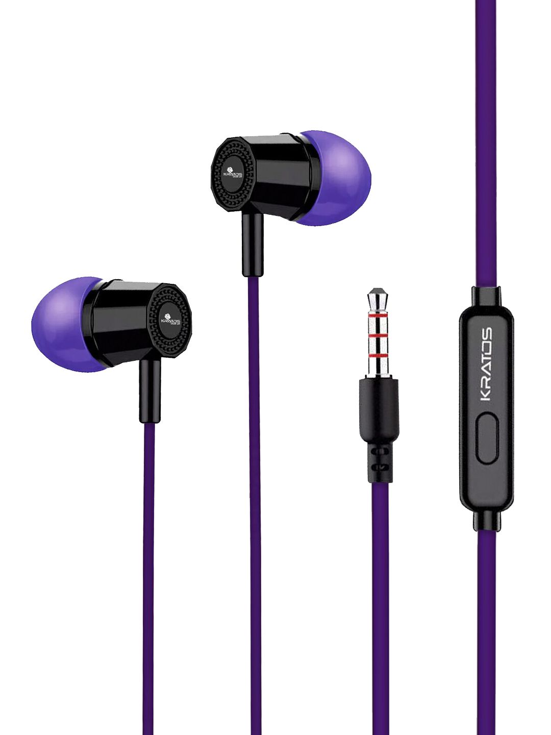 Kratos Purple & Black Solid Wired Earphone