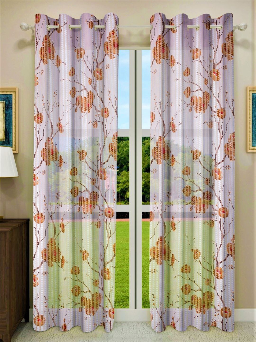 Home Sizzler Set of 2 Floral Sheer Door Curtains Price in India