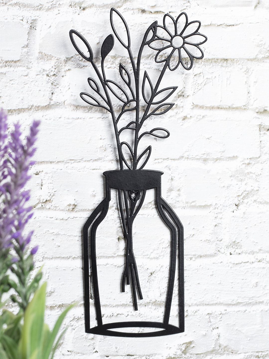 MARKET99 Flower Design Metal Matte Hanging Hall 3Pcs Floral Wall Decor-5.9In
