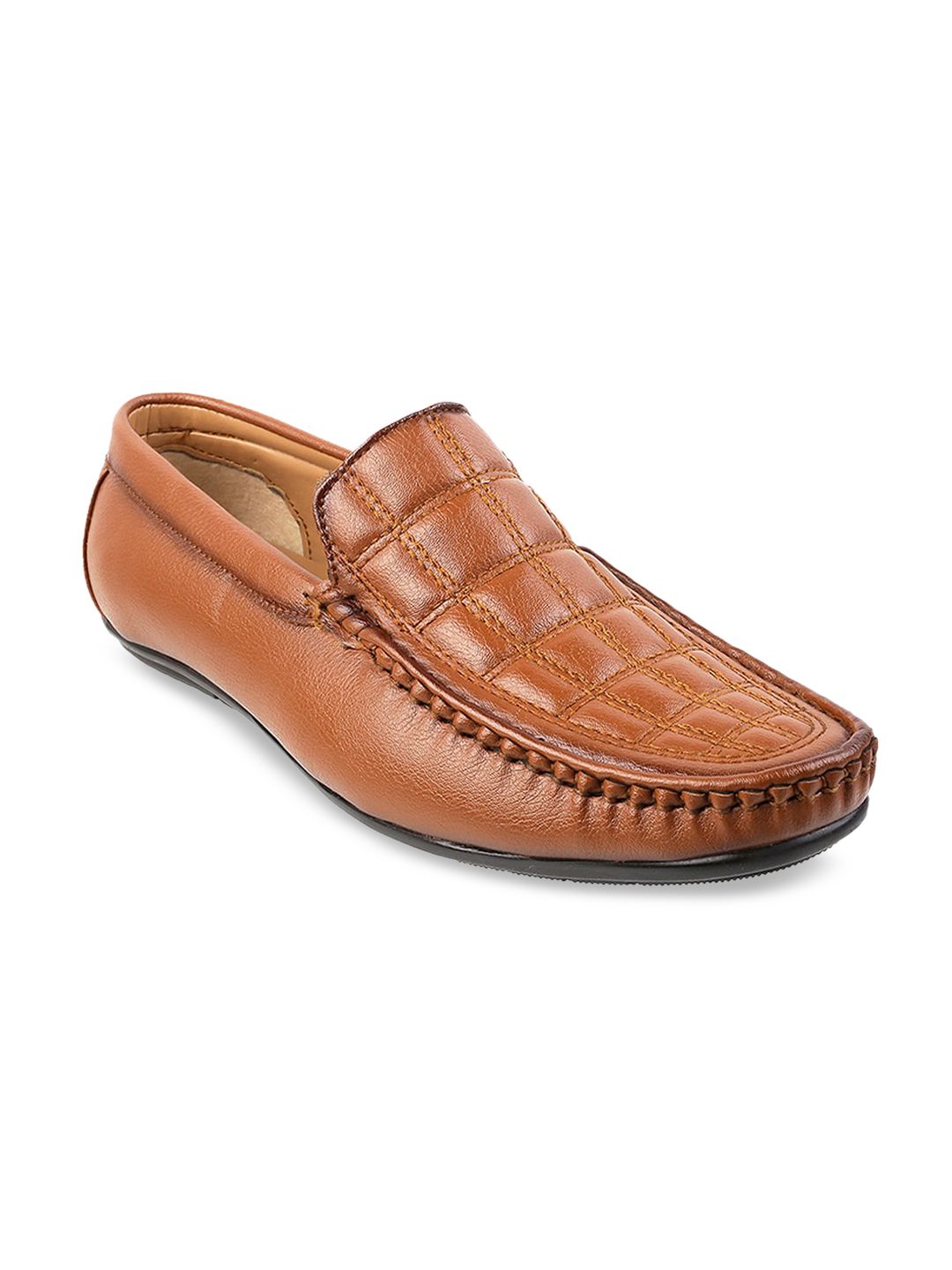 WALKWAY by Metro Men Tan Textured Synthetic Loafers