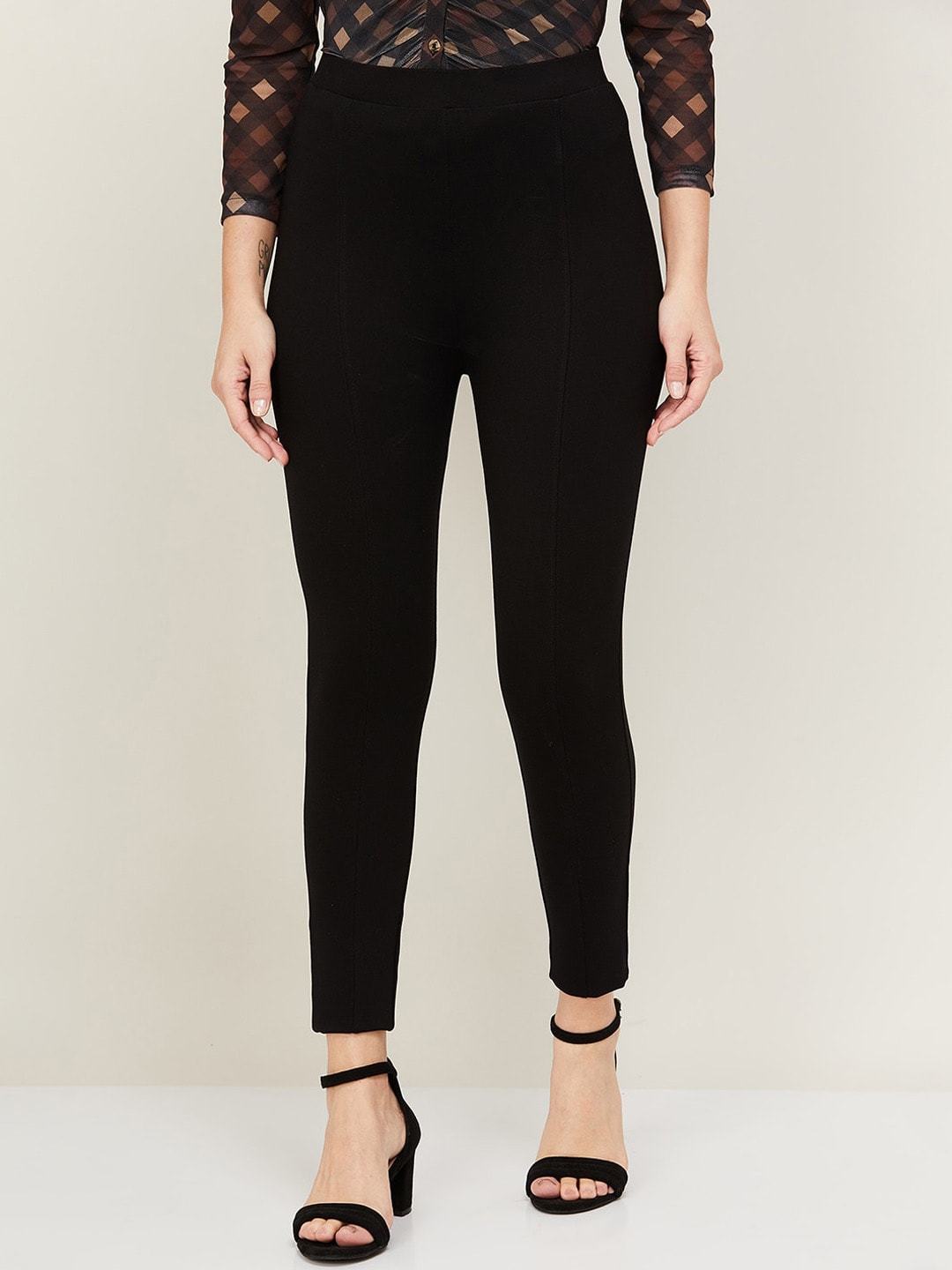 CODE by Lifestyle Women Black High-Rise Trousers Price in India