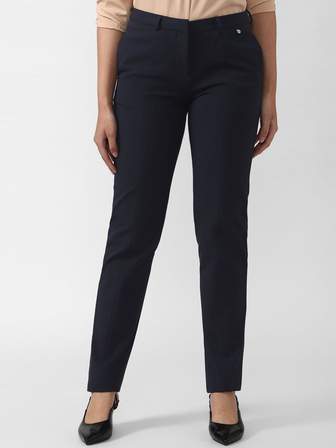 Van Heusen Woman Navy Blue Trousers Price in India