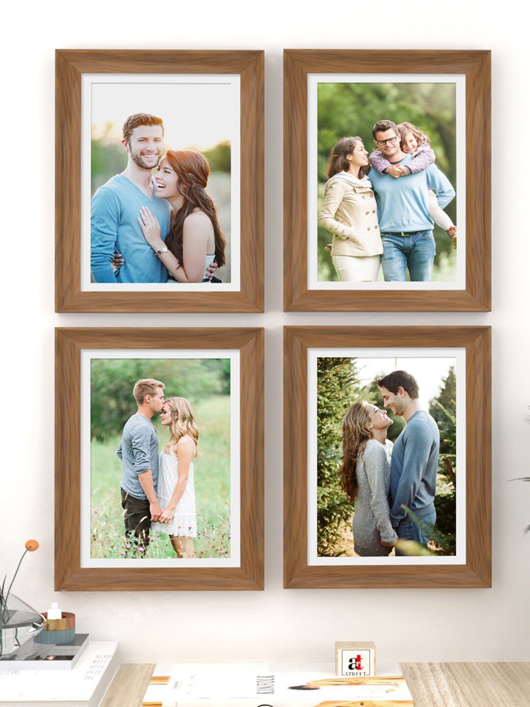 Art Street Set Of 4 Brown Solid Wooden Photo Frames Price in India