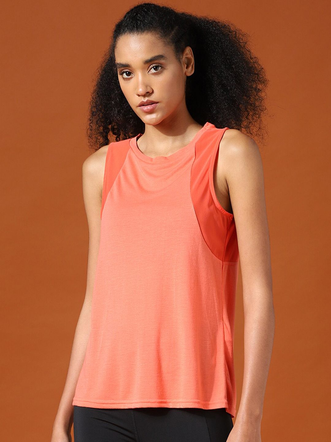 ONLY PLAY Orange Solid Tank Top Price in India