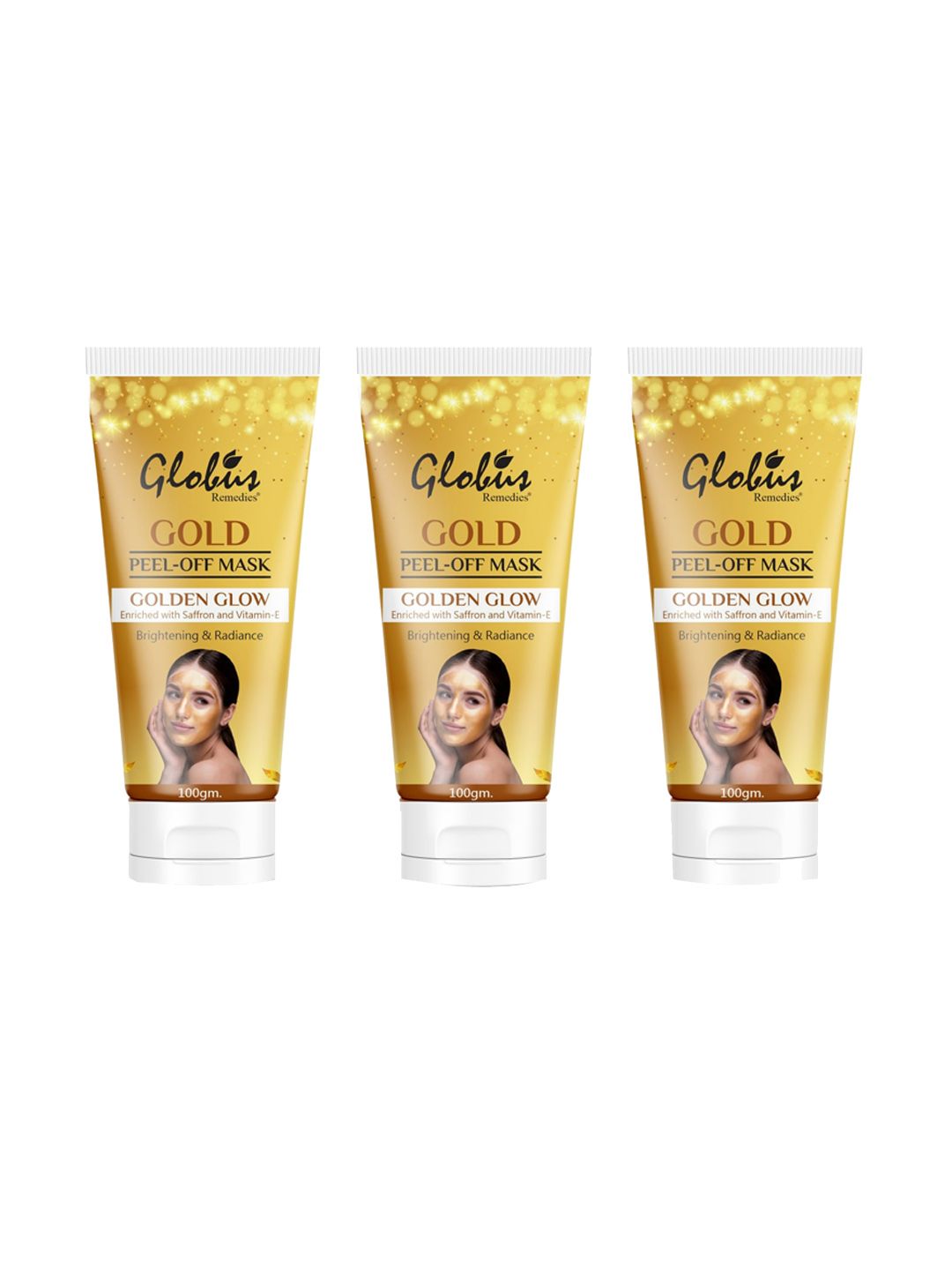 Globus Remedies Set Of 3 Yellow Golden Glow Peel Off Mask