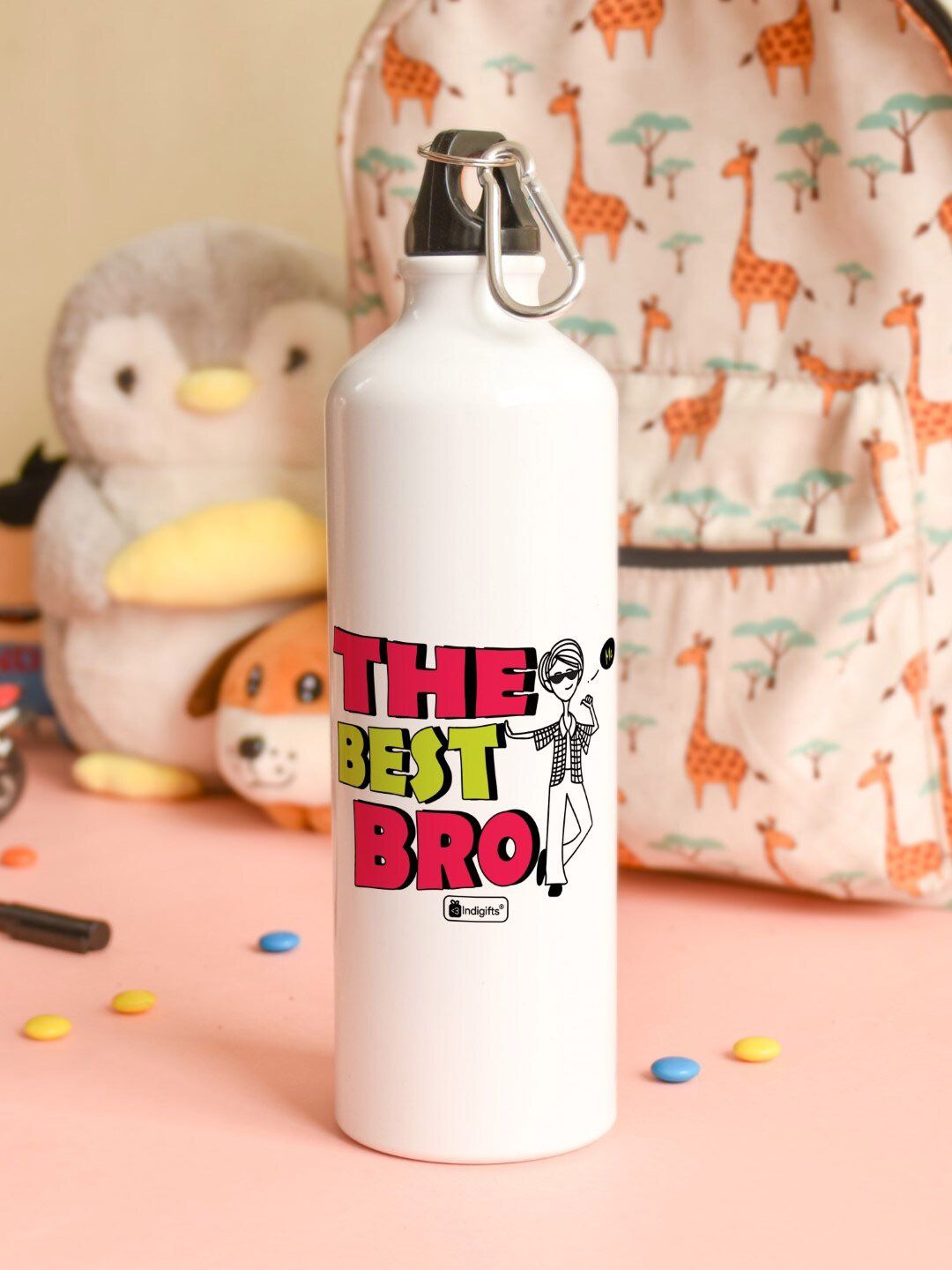Indigifts White Printed Aluminium Sipper Water Bottle 750 Ml Price in India