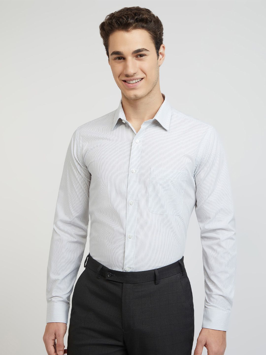 Raymond Men Pure Cotton Slim Fit Striped Casual Shirt