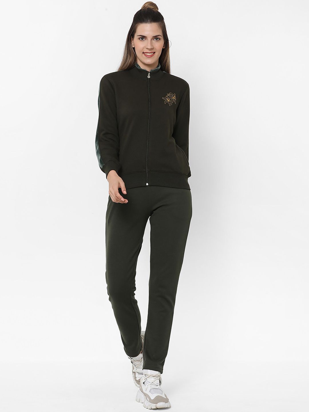 Sweet Dreams Women  Olive-Coloured Solid Tracksuits Price in India