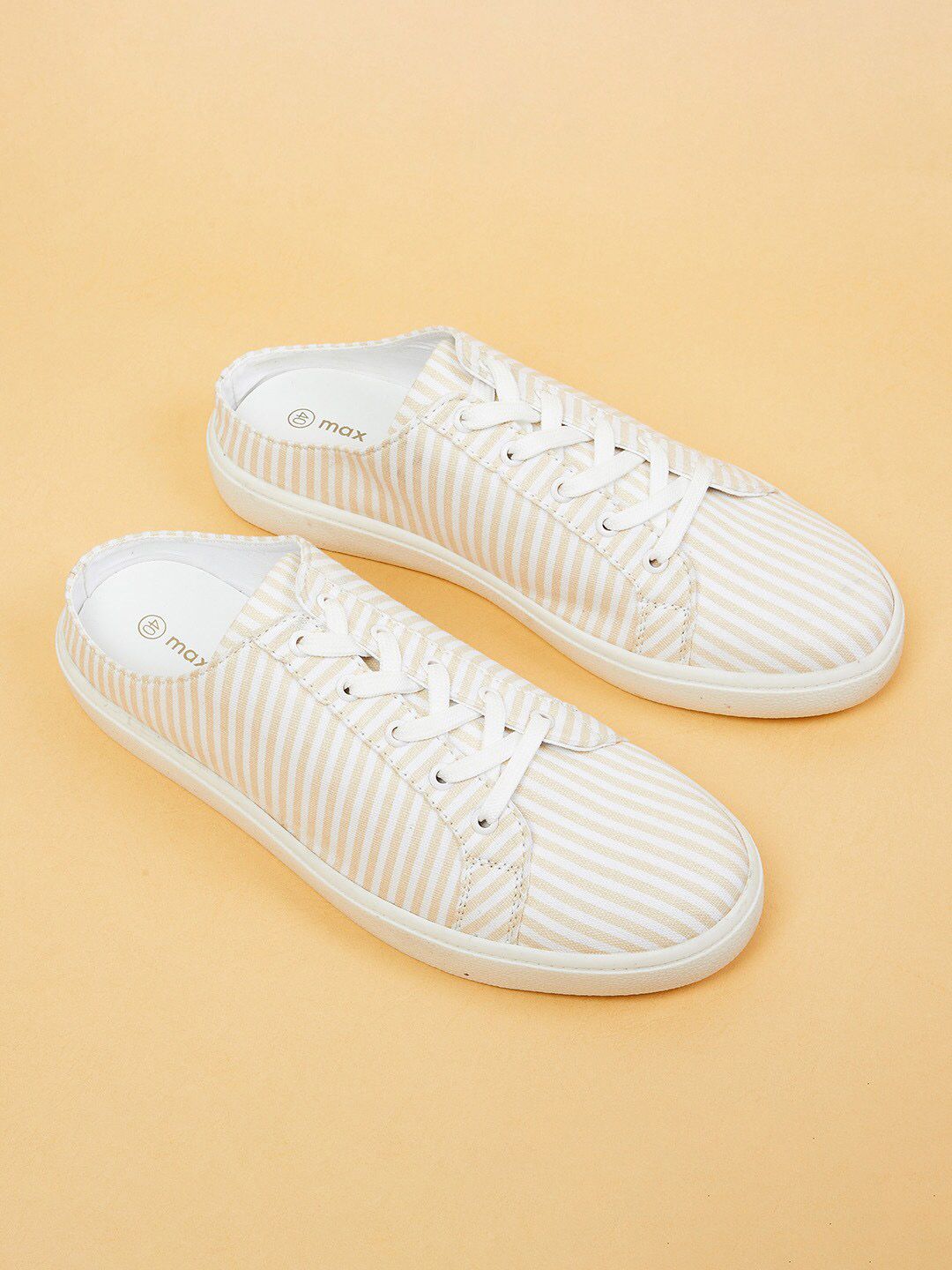 max Women Beige Striped Sneakers Price in India