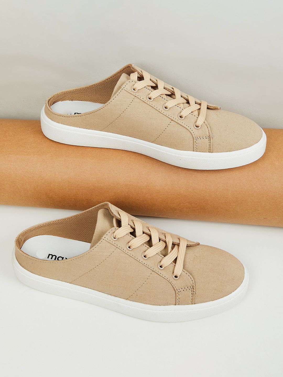 max Women Beige Solid Sneakers Price in India