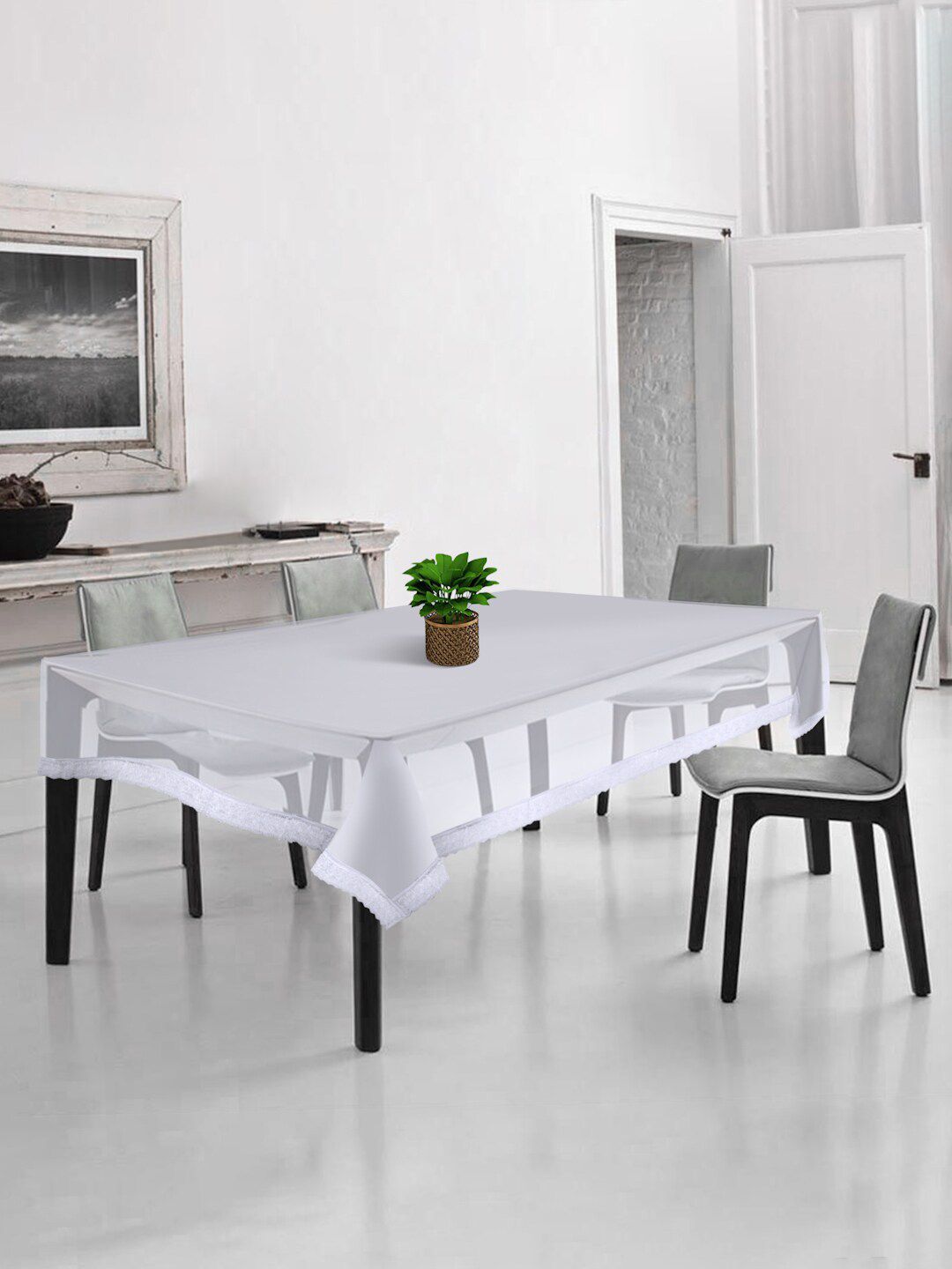 HOSTA HOMES Transparent Solid 6 Seater Table Covers Price in India