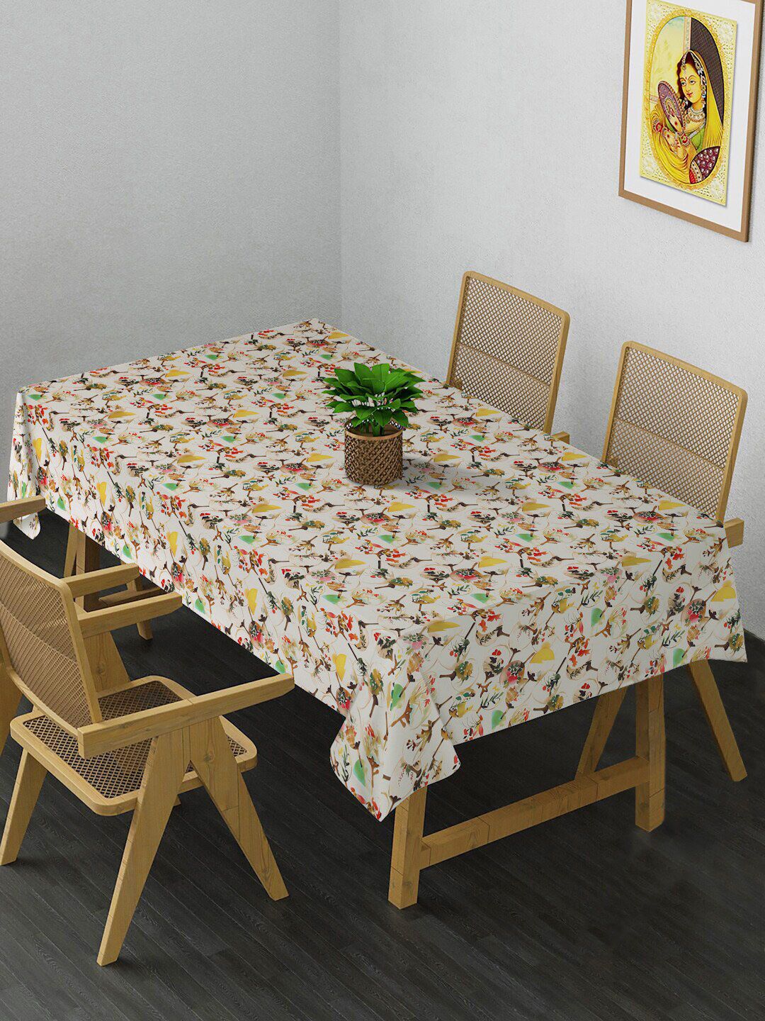 HOSTA HOMES Multi Printed Velvet 4 Seater Table Covers Price in India