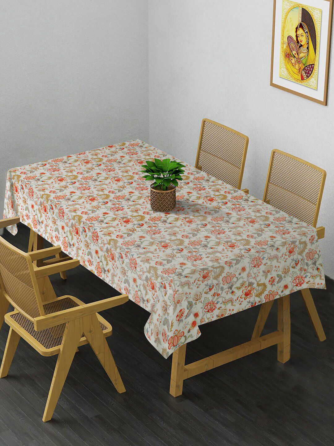 HOSTA HOMES Orange Digital Printed 4 Seater Table Cover Price in India