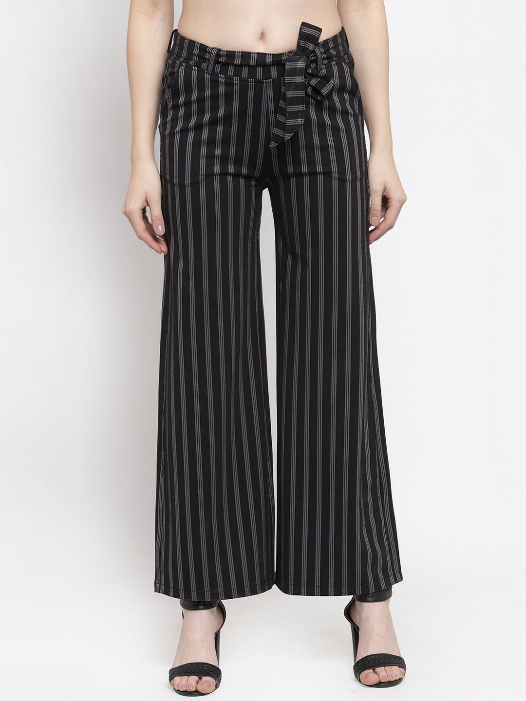 Westwood Women Black Striped Trousers Price in India