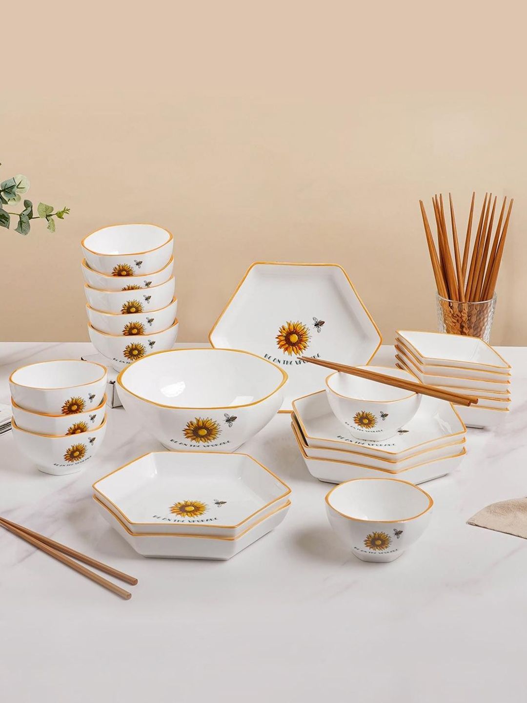 Nestasia Pieces Floral Printed Ceramic Glossy Dinner Set Price in India