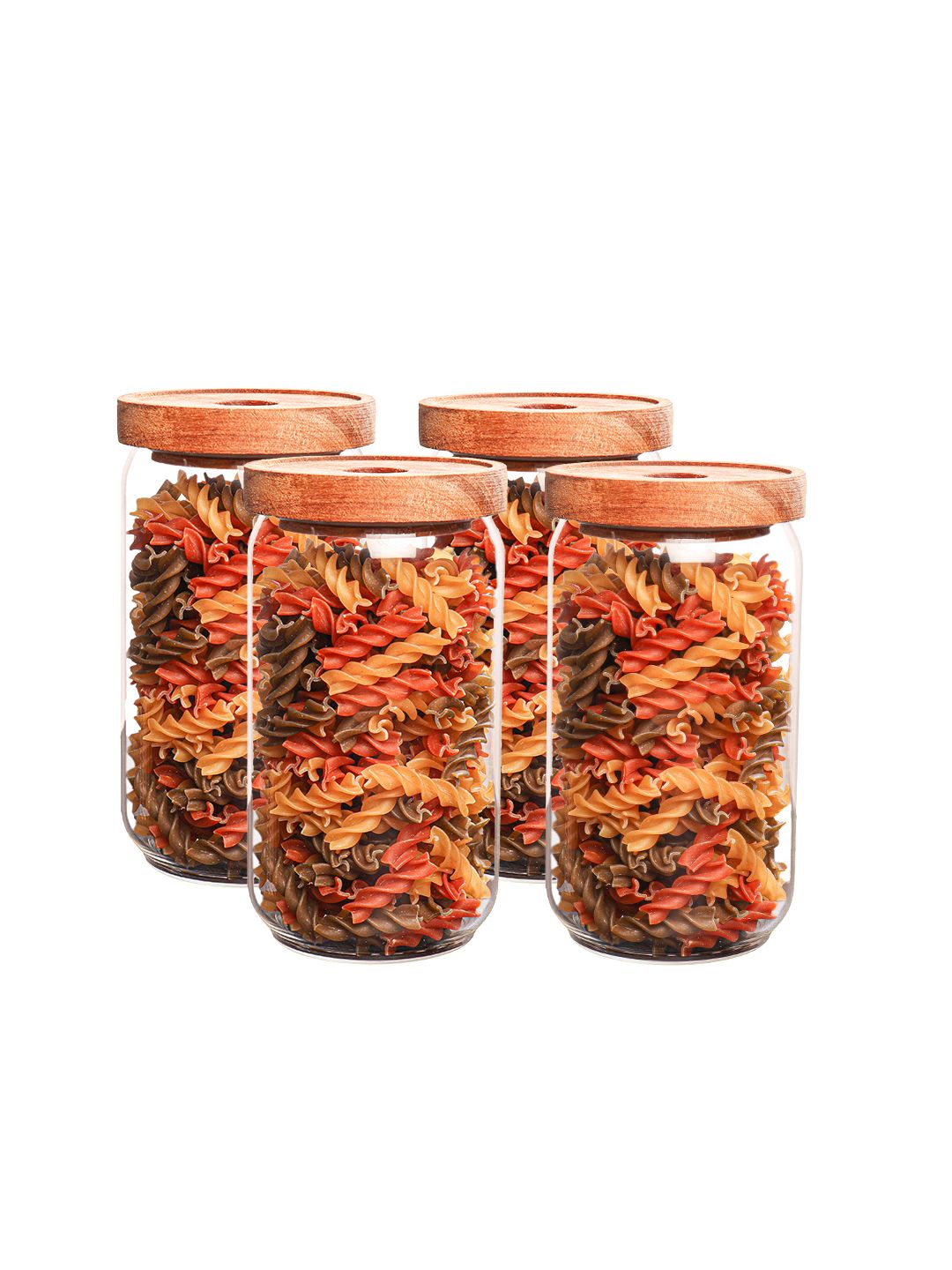 Femora Set Of 4 Transparent Solid Food Container With Bamboo Lid Price in India