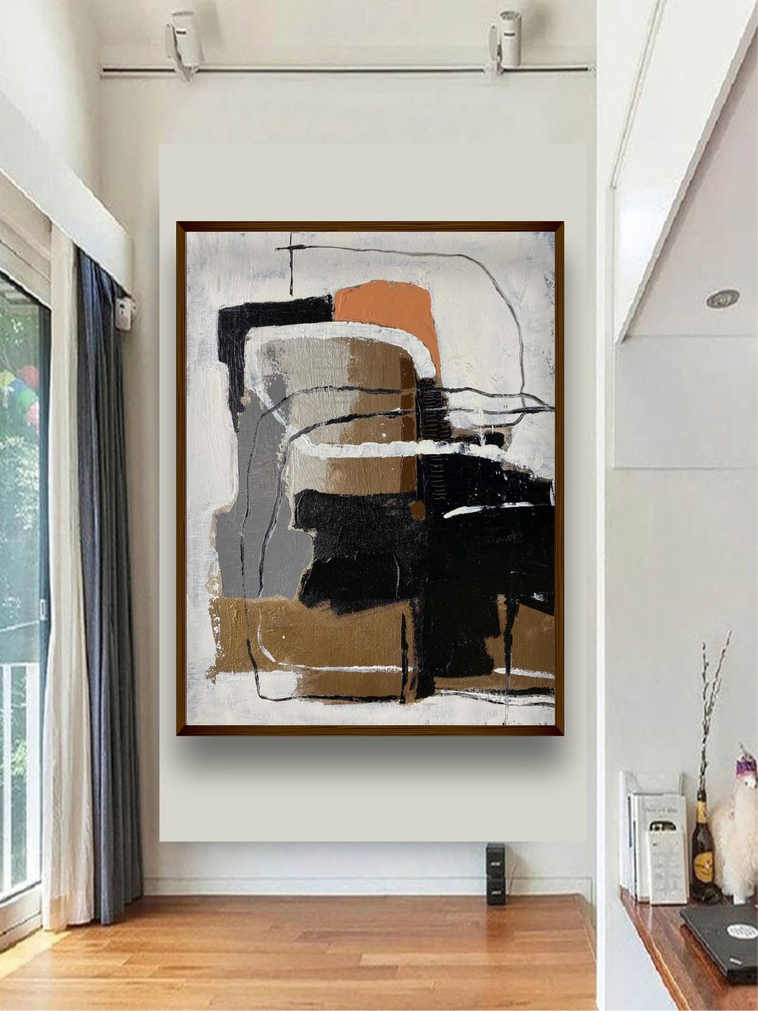 The Art House Grey & Brown Abstract Wall Art Price in India